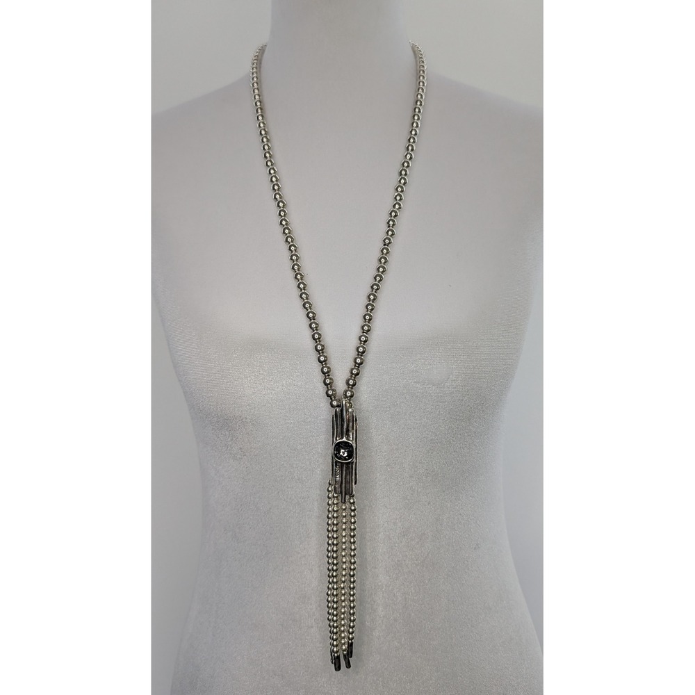 UNOde50 Silver Plated Swarovski Crystal Tassel Necklace COL1686GRSMTL0U New